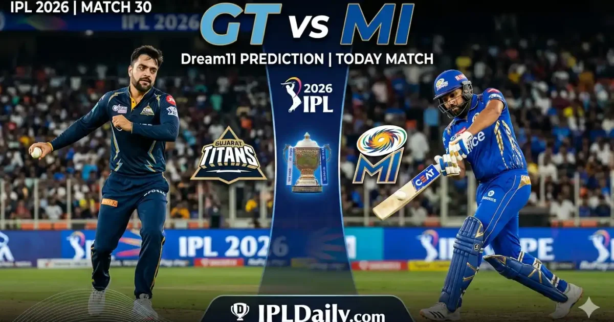 GT vs MI Dream11 Prediction Today Match | IPL 2026 Match 30 – Best Fantasy Cricket Tips, Playing XI & Expert Analysis