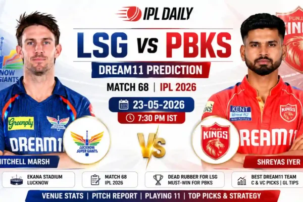 LSG vs PBKS Dream11 Prediction Today Match 68 IPL 2026