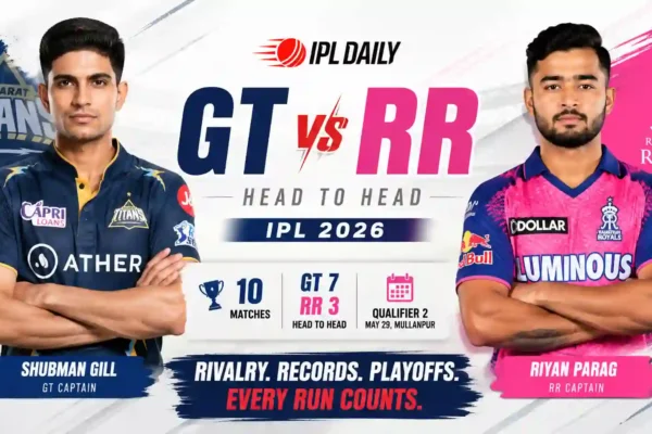 GT vs RR Head to Head IPL 2026: Gill vs Parag in Qualifier 2