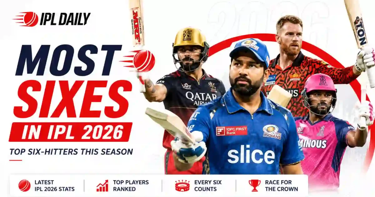 Most Sixes in IPL 2026: Updated List of Top Six-Hitters This Season