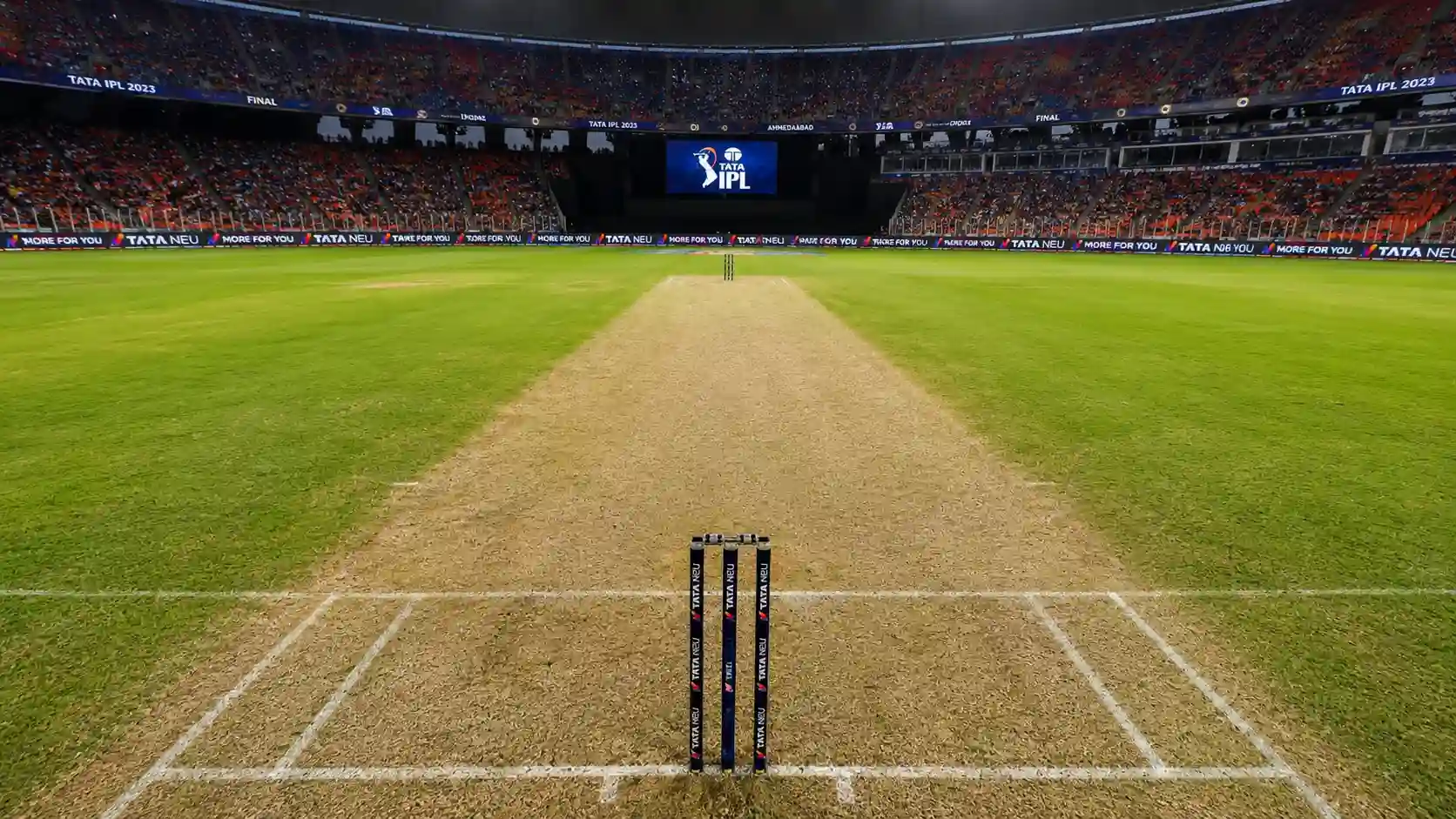 Narendra Modi Stadium Ahmedabad pitch prepared for the IPL 2026 Final GT vs RCB on 31 May 2026