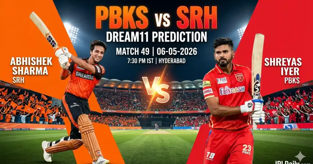 PBKS vs SRH Dream11 Prediction Today Match 49 IPL 2026