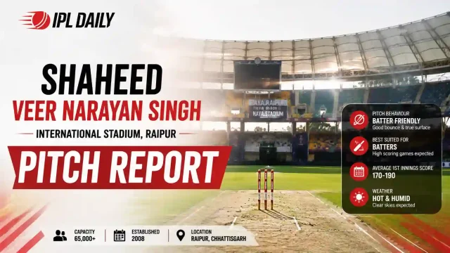 Shaheed Veer Narayan Singh International Stadium Raipur Pitch Report, IPL Stats & Toss Record