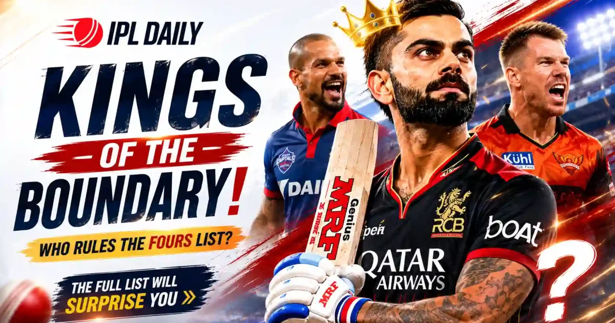 Most Fours in IPL History (2008–2026): Virat Kohli Leads the All-Time IPL Boundary Kings List